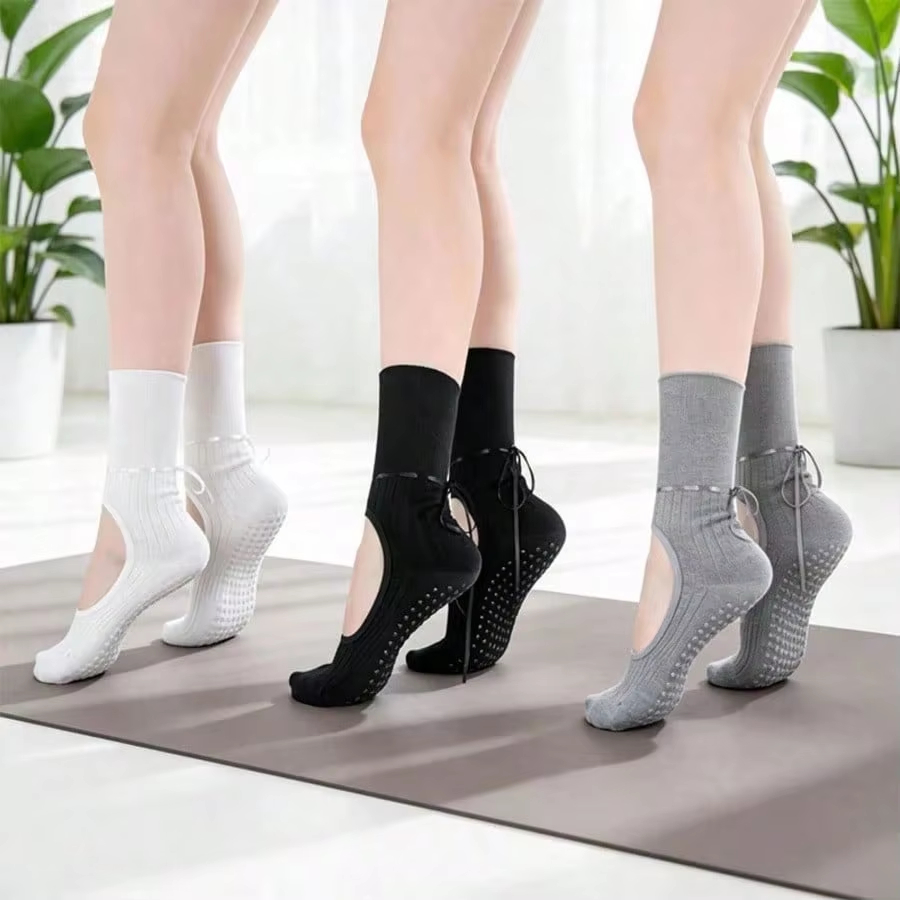 Pilates Yoga Hose - Nieuwe katoenen yogasokken met rubberen zolen,