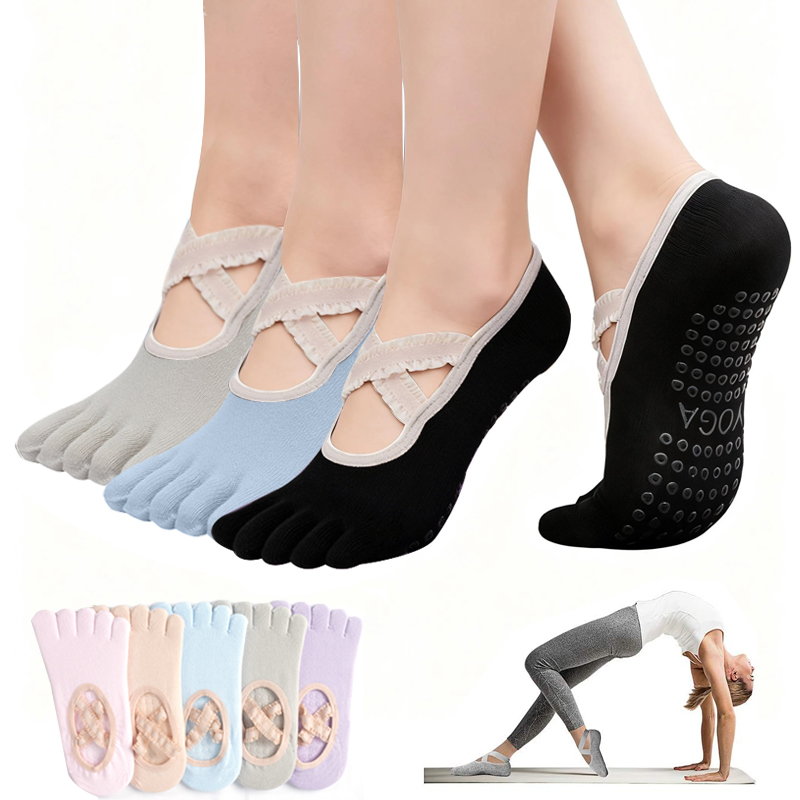 Pilates Yoga Fitness - Dames antislip pilates sokken dames kanten