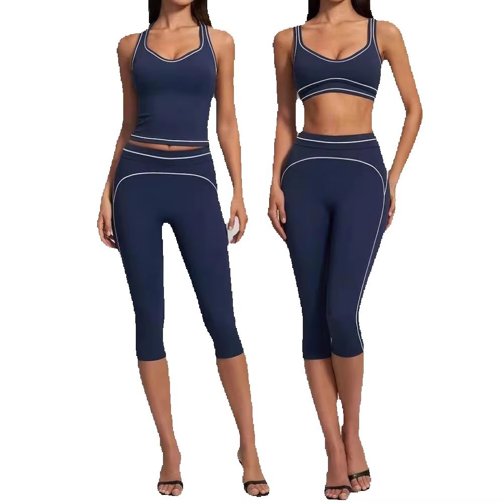 Pilates Yoga Class - Dames Contrast Stitch Racerback 2-delige yogaset