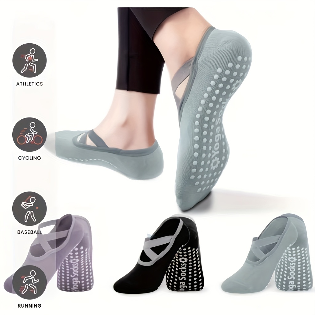 Pilates Yoga Class - 3 paar veelkleurige yogasokken, antislipsokken, antislipsokken